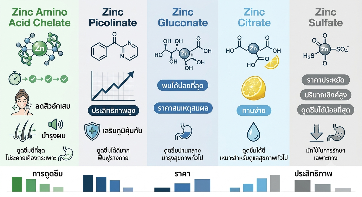 Zinc แบบไหนเหมาะกับใคร? เลือกกินสังกะสีอย่างไรให้ได้ผลลัพธ์ตรงจุด